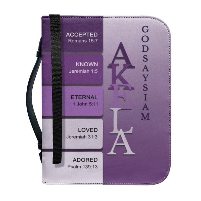 CHRISTIANARTBAG Bible Cover Silver Purple - Uncover the sacred meaning of your name - Personalized Bible Cover, CABBBCV18131124.