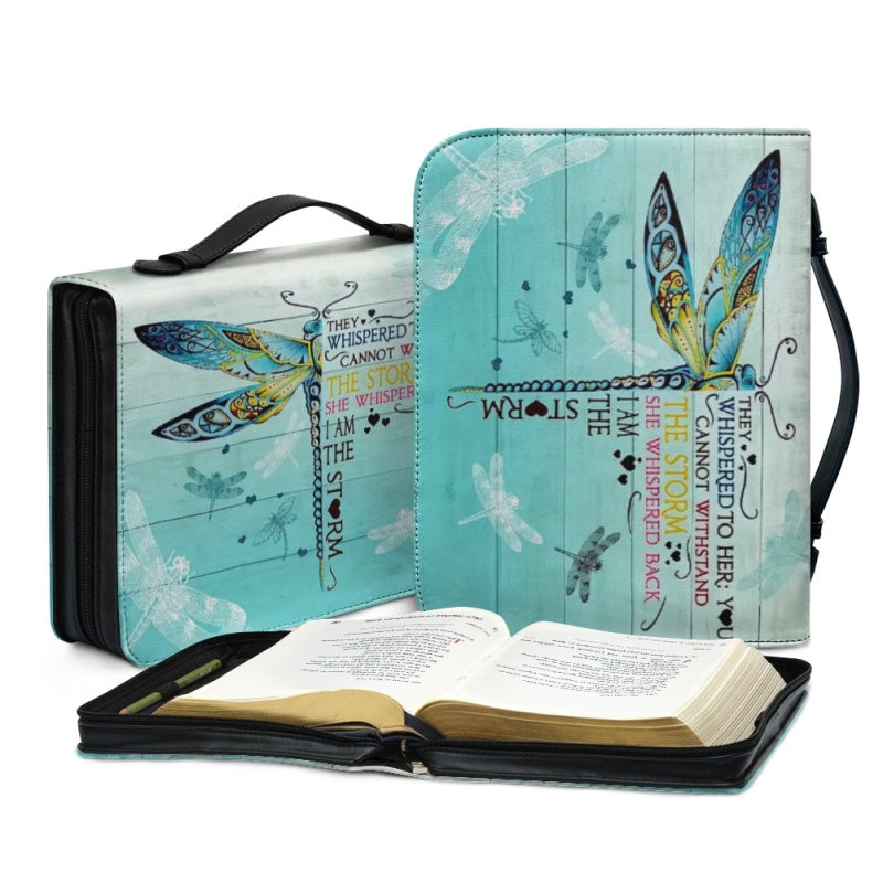 Christianartbag Bible Cover, I Am The Storm Bible Cover, Personalized Bible Cover, Dragonfly Bible Cover, Christian Gifts, CAB04250124.