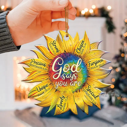 Christianartbag Ornament, Sunflower Ornament God Says You Are, Christmas Ornament, Christmas Gift, Personalized Ornament, CABOM01250923. - Christian Art Bag