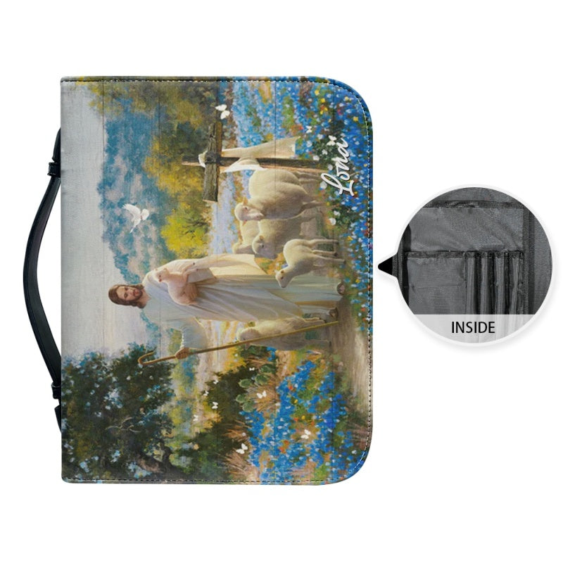 Christianartbag Bible Cover, Jesus With Sheep Bible Cover, Personalized Bible Cover, Jesus Sheep Bible Cover, Christian Gifts, CAB18210224.