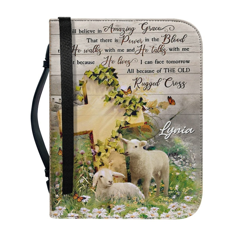 Christianartbag Bible Cover, Amazing Grace Bible Cover, Personalized Bible Cover, Cross Sheep Bible Cover, Christian Gifts, CAB16210224.