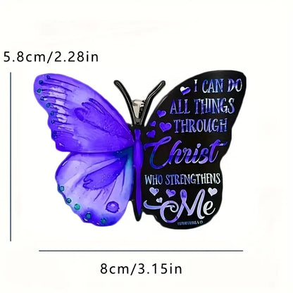 Christianartbag Ornament, Purple Butterfly I Can Do All Thing Through Christ Ornament, Christmas Ornament, Christmas Gift, Personalized Ornament, CABOM01250923. - Christian Art Bag