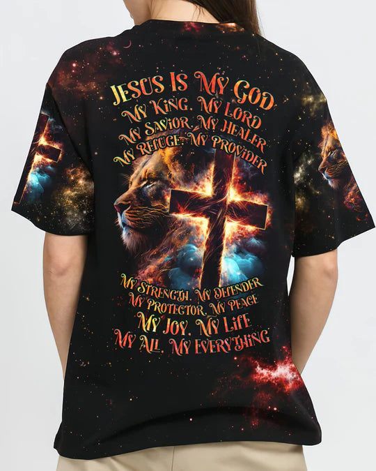 Christianartbag 3D T-Shirt For Women, Jesus Is My Everything Lion Women's All Over Print Shirt, Christian Shirt, Faithful Fashion, 3D Printed Shirts for Christian Women - Christian Art Bag