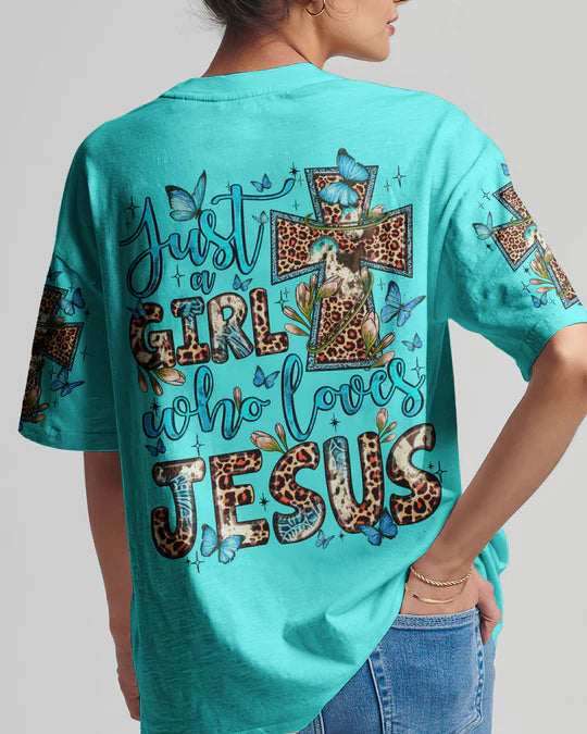 Christianartbag 3D T-Shirt For Women, Just A Girl Who Loves Jesus, Christian Shirt, Faithful Fashion, 3D Printed Shirts for Christian Women - Christian Art Bag