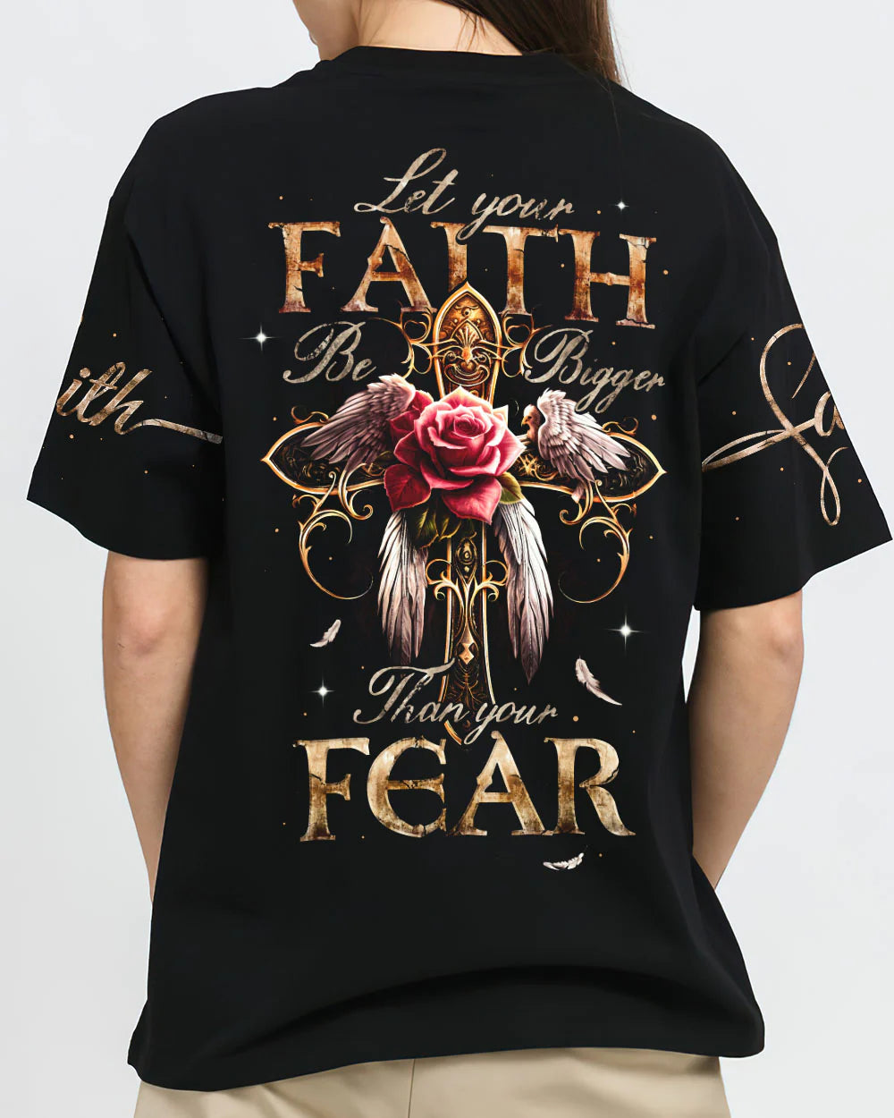 Christianartbag 3D T-Shirt For Women, Let Your Faith Be Bigger Than Your Fear, Christian Shirt, Faithful Fashion, 3D Printed Shirts for Christian Women - Christian Art Bag