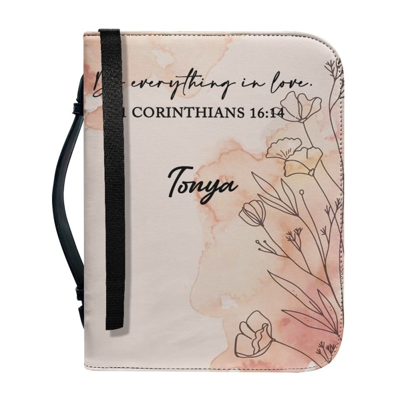 Christianartbag Bible Cover, Do Everything In Love 1 Corinthians 16:14 Bible Cover, Personalized Bible Cover, Flower Bible Cover, Christian Gifts, CAB07201123. - Christian Art Bag