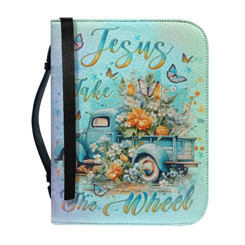 Christianartbag Bible Cover, jesus Take The Wheel Bible Cover, Personalized Bible Cover, Car Flower Bible Cover, Christian Gifts, CAB06090124. - Christian Art Bag