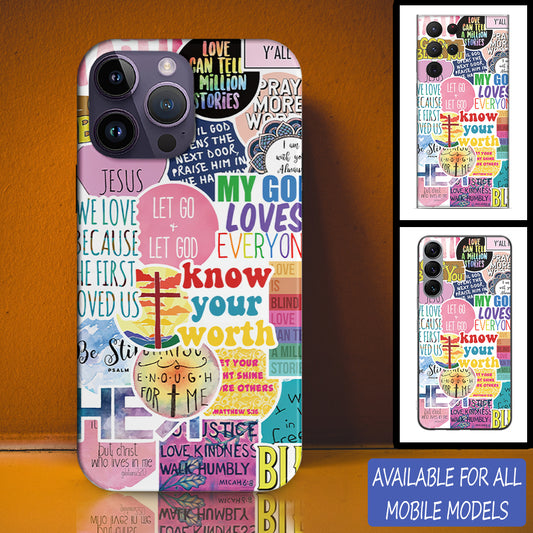 Christianartbag Phone Case, Know Your Worth Sticker Phone Case, Personalized Phone Case, Christian Phone Case,  Jesus Phone Case,  Bible Verse Phone Case, CABPC14280723