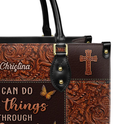 Christianartbag Handbags, I Can Do All Things Through Christ Philippians 4 13 Leather Handbag, Handbag Design, Personalized Leather Handbag, Gifts for Women, CABLTB01271123. - Christian Art Bag