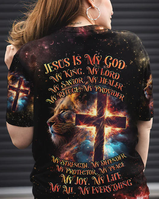 Christianartbag 3D T-Shirt For Women, Jesus Is My Everything Lion Women's All Over Print Shirt, Christian Shirt, Faithful Fashion, 3D Printed Shirts for Christian Women - Christian Art Bag
