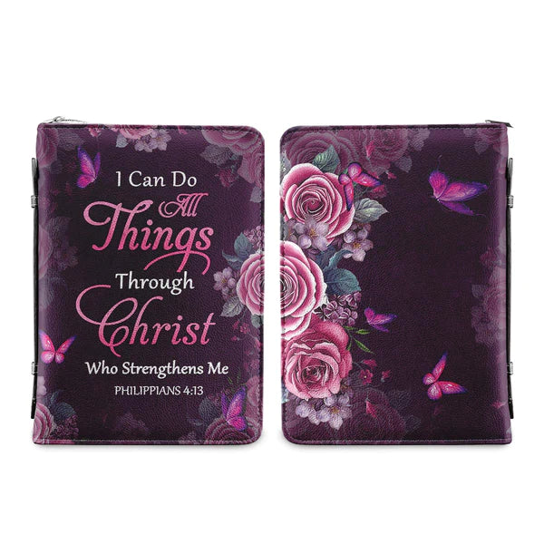 Christianart Bible Cover, I Can Do All Things Through Christ Who Strengthens Me Philippians 4 13, Personalized Bible Cover. - Christian Art Bag