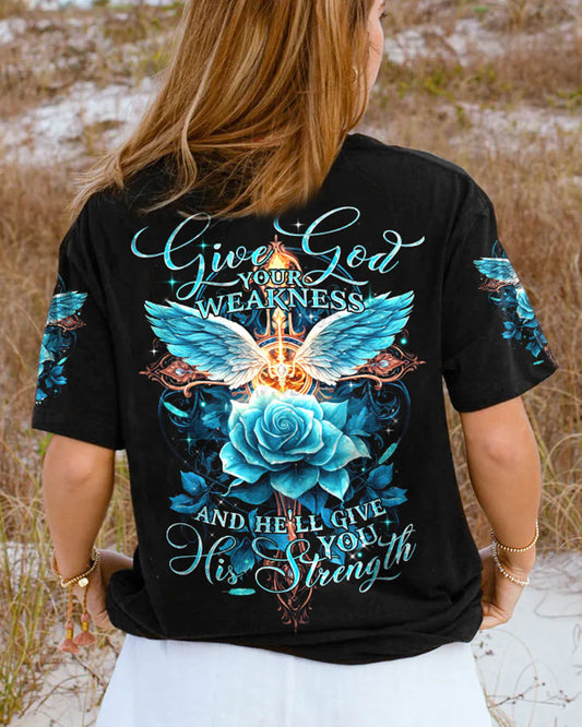 Christianartbag 3D T-Shirt For Women, He’ll Give You His Strength, Christian Shirt, Faithful Fashion, 3D Printed Shirts for Christian Women - Christian Art Bag