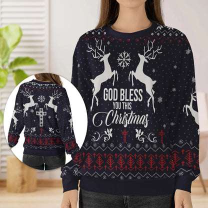 Christianartbag 3D Sweater, God Bless You This Christmas, Unisex Sweater, Christmas Gift. - Christian Art Bag