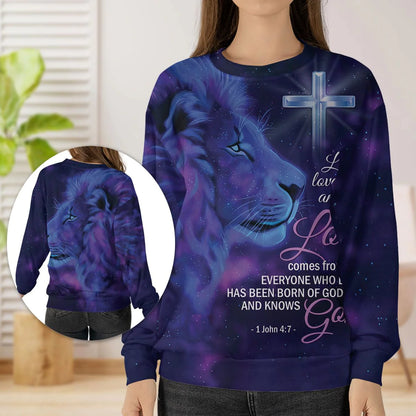 Christianartbag 3D Sweater, For Love Comes From God Lion & Cross, Unisex Sweater, Christmas Gift. - Christian Art Bag