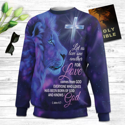 Christianartbag 3D Sweater, For Love Comes From God Lion & Cross, Unisex Sweater, Christmas Gift. - Christian Art Bag