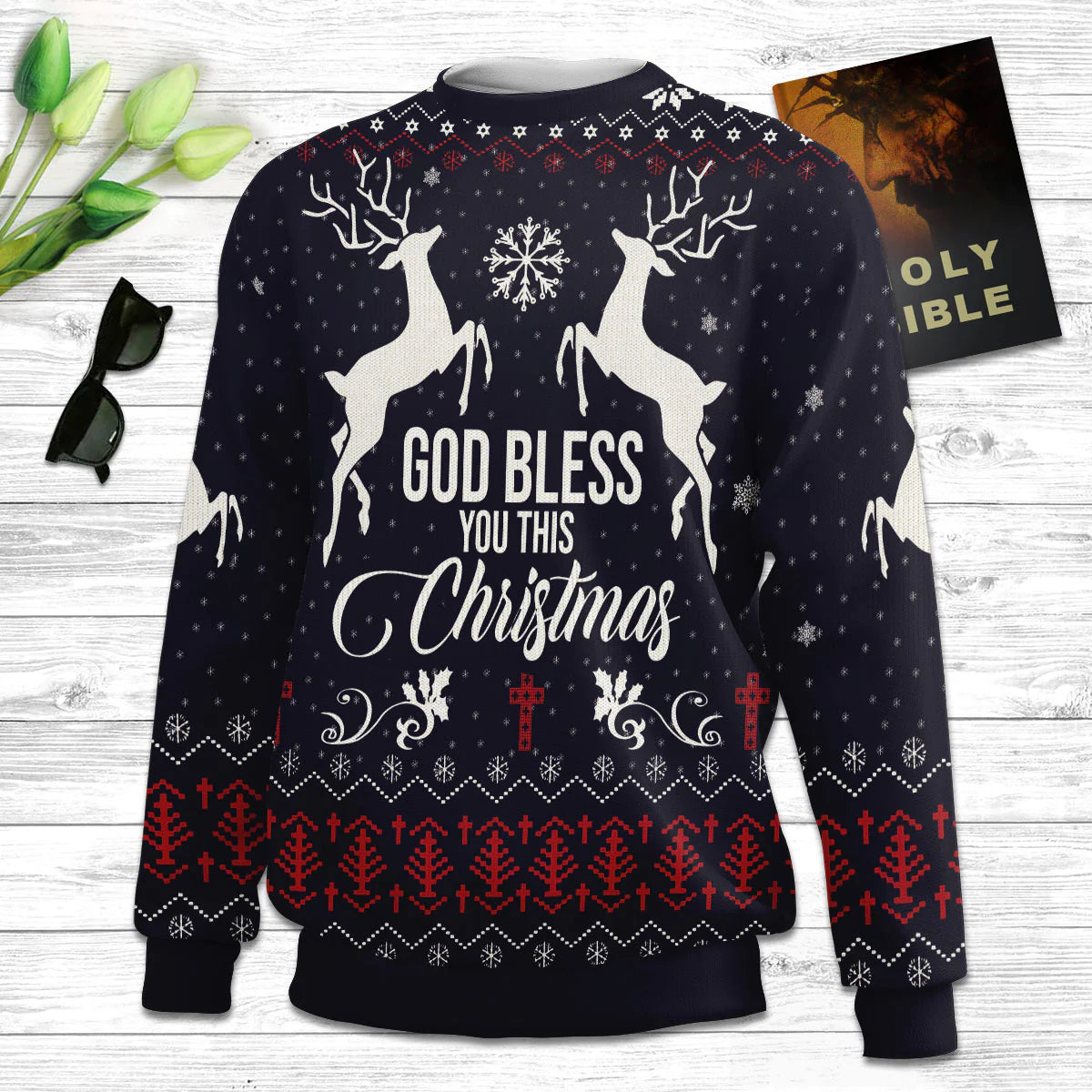 Christianartbag 3D Sweater, God Bless You This Christmas, Unisex Sweater, Christmas Gift. - Christian Art Bag