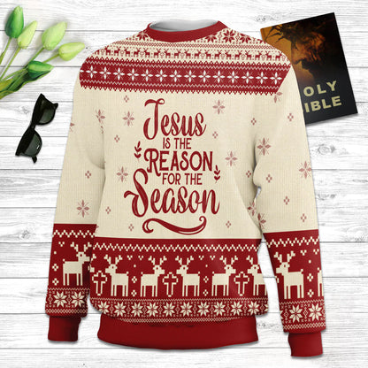 Christianartbag 3D Sweater, Jesus Is The Reason For The Season, Unisex Sweater, Christmas Gift. - Christian Art Bag