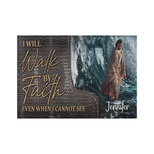 HPSP Checkbook Cover, I Will Walk By Faith Even When I Cannot See, Personalized Zippered, Card Bag. - Christian Art Bag