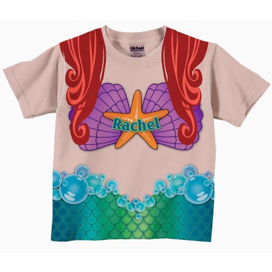 Personalized 3D Shirt For Kids, Girls Mermaid Shirt, Personalized Mermaid Birthday T-Shirt, Little Mermaid Shirt, Personalized Mermaid T-Shirt, Mermaid Costume - Christian Art Bag