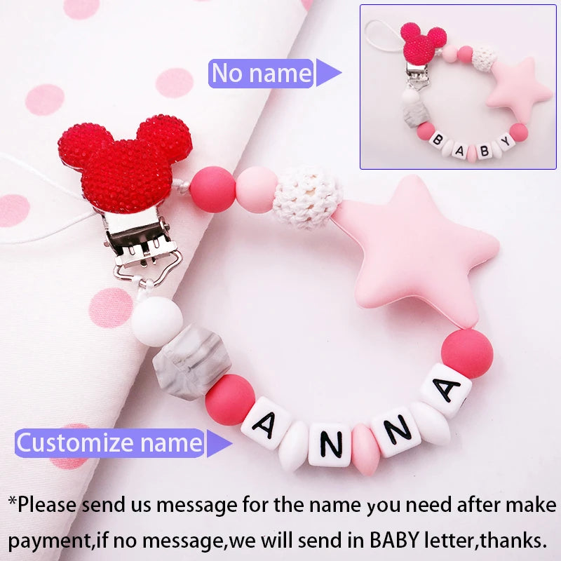 Mouse Head Style Handmade Personalized Name Pacifier Clips Silicone Attache Tetine Personnalise Infant Chupetero Personalizado - Christian Art Bag