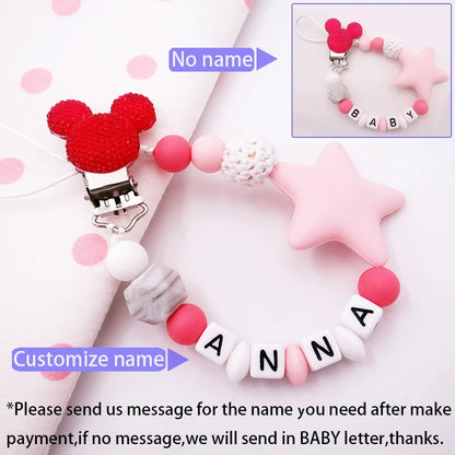 Mouse Head Style Handmade Personalized Name Pacifier Clips Silicone Attache Tetine Personnalise Infant Chupetero Personalizado - Christian Art Bag