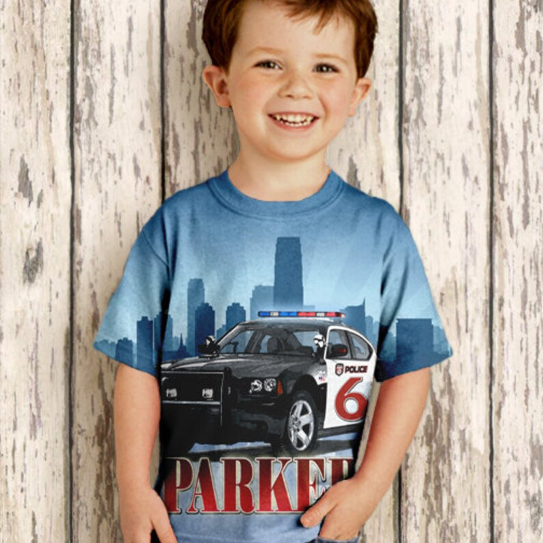 HPSP Shirt, Personalized 3D Shirt For Kids, Police Car Shirt, Personalized Boys Policeman Birthday T-Shirt, Number Shirt - Christian Art Bag
