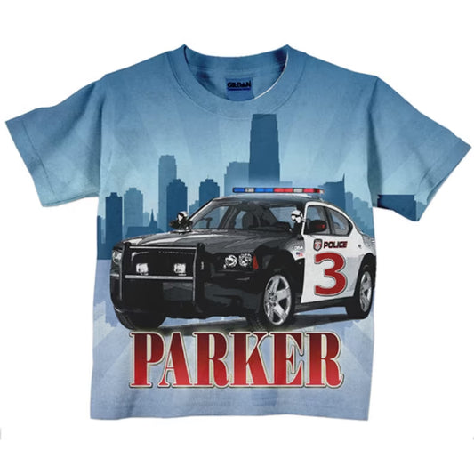 HPSP Shirt, Personalized 3D Shirt For Kids, Police Car Shirt, Personalized Boys Policeman Birthday T-Shirt, Number Shirt - Christian Art Bag