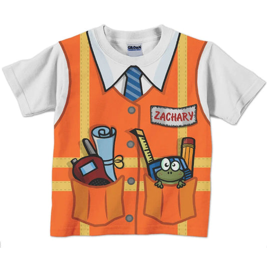 Personalized Construction Birthday Shirt, Personalized Childrens Construction Supervisor T-Shirt, Boy's Orange Safety Vest Shirt - Christian Art Bag