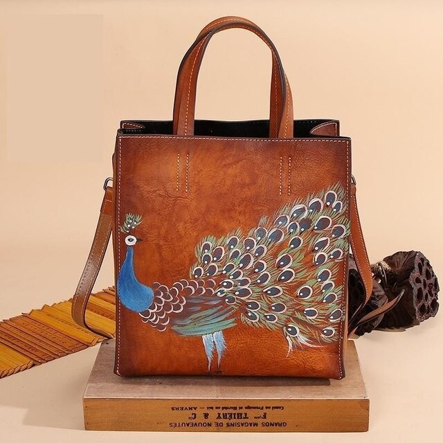 Vintage Women Shoulder Designer Bags Luxury For Ladies Handbags Genuine Leather Handmade Painted Peacock Prints 2023.jpg 640x640 3ee28680 4ff1 426a 941e 3cee6c86d68c