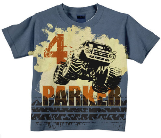Boys Monster Truck Shirt Custom, Personalized Birthday T-Shirt, Boys Shirt, Boys Top - Christian Art Bag