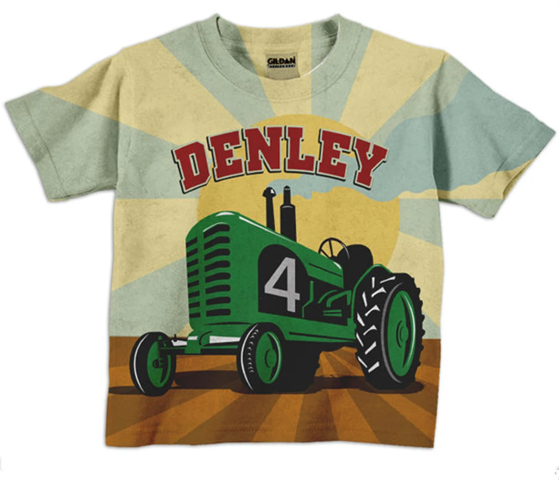 Custom Tractor Shirt, Personalized Farmer Birthday T-Shirt, Farm Green Tractor Shirt, Personalized Gift. - Christian Art Bag