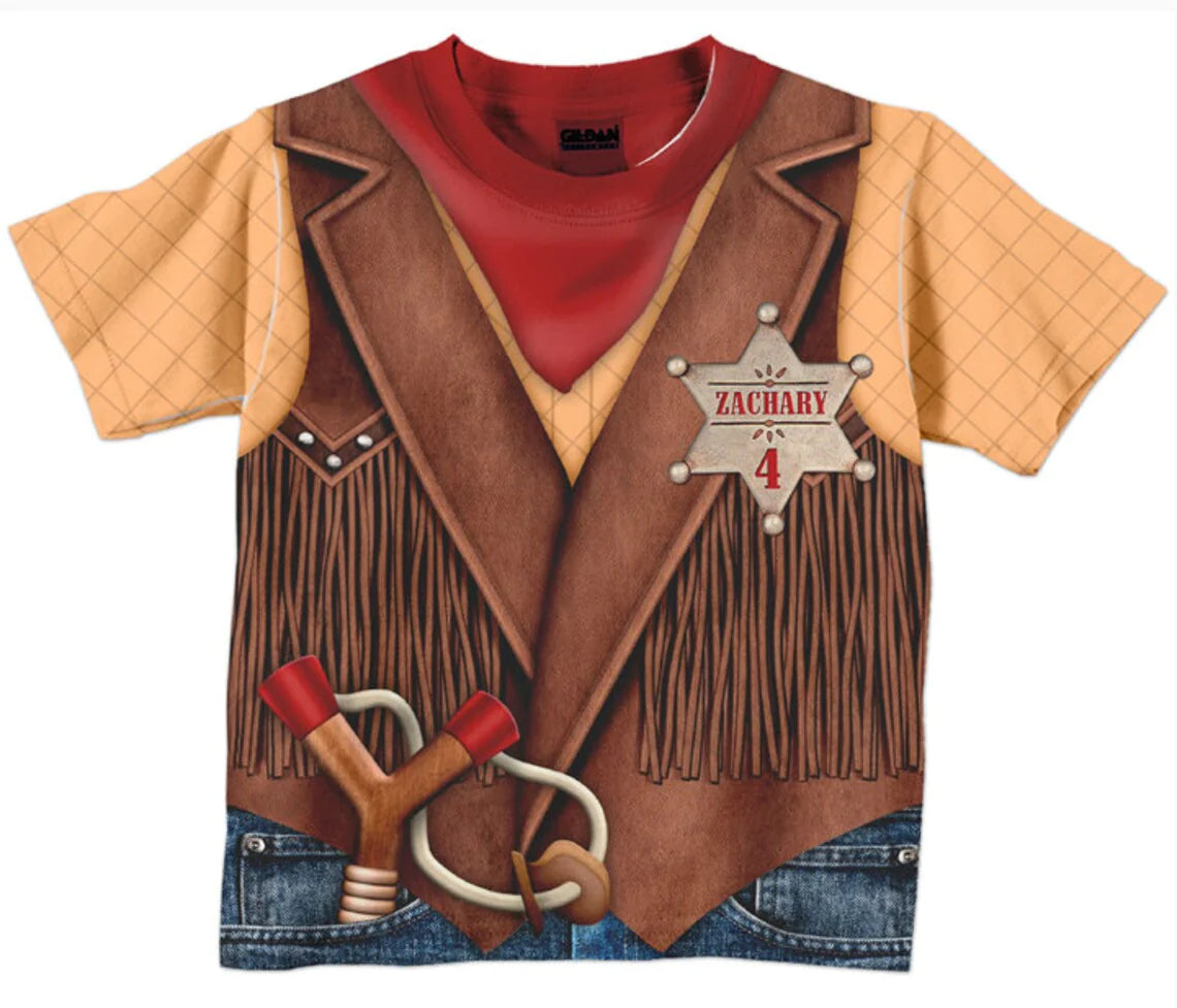 Personalized Cowboy Shirt, Personalized Childrens Western Birthday T-Shirt, Boy or Girl Cowboy Birthday Shirt, Old West Sheriff TShirt - Christian Art Bag