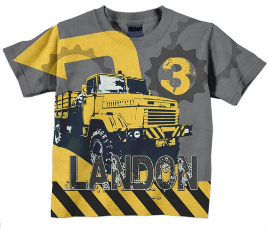 Personalized Shirt For Boys Construction, Personalized Birthday Dump Truck Shirt, Number T-Shirt, Boys Shirt - Christian Art Bag