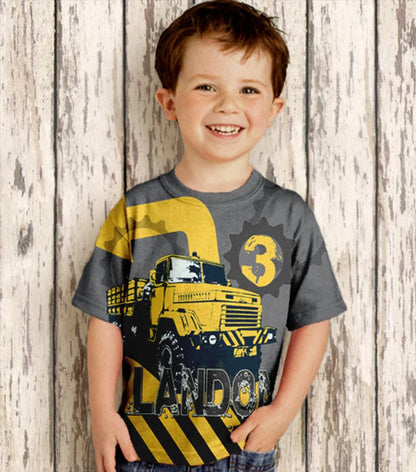 Personalized Shirt For Boys Construction, Personalized Birthday Dump Truck Shirt, Number T-Shirt, Boys Shirt - Christian Art Bag