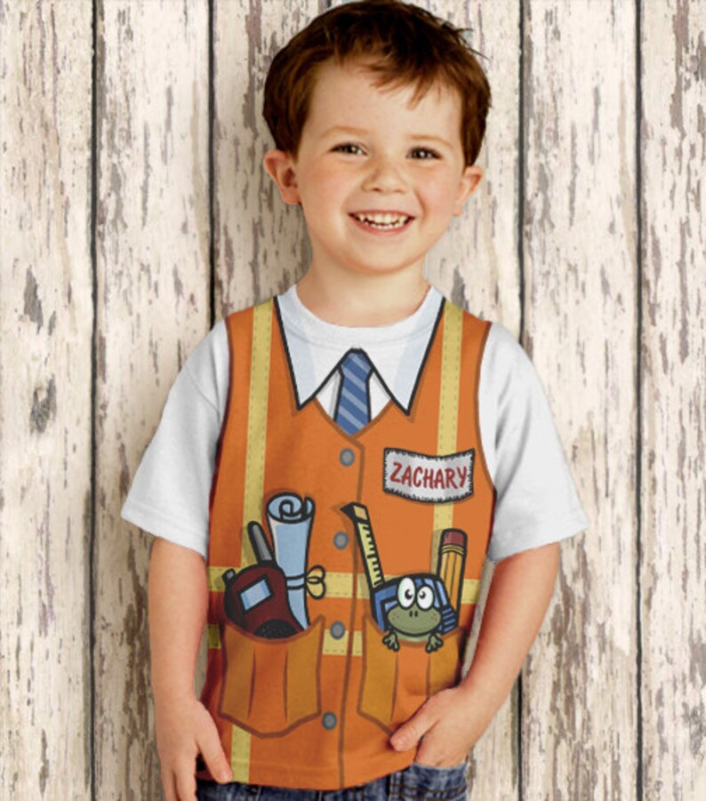 Personalized Construction Birthday Shirt, Personalized Childrens Construction Supervisor T-Shirt, Boy's Orange Safety Vest Shirt - Christian Art Bag