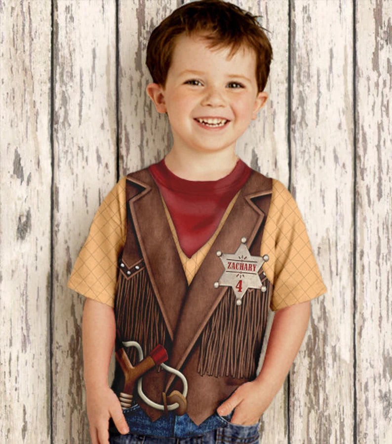 Personalized Cowboy Shirt, Personalized Childrens Western Birthday T-Shirt, Boy or Girl Cowboy Birthday Shirt, Old West Sheriff TShirt - Christian Art Bag