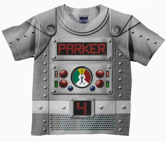 Personalized Robot Shirt, Boys Retro Robot Birthday Shirt, Robot Costume T-Shirt, Boy's Top - Christian Art Bag